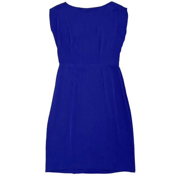 Sonia Rykiel Dress Knee Length M Cobalt Blue Cap Sleeve Open Back Cocktail - Picture 1 of 9